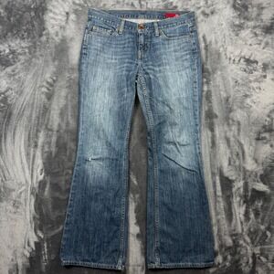 Express X2 Flare Jeans Womens 4 Short Blue Low Rise 100% Cotton Denim